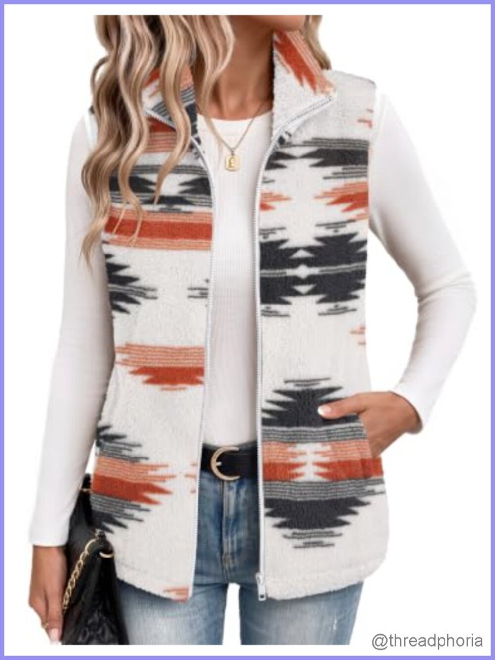 Women's Sleeveless Sherpa Zip Up Fleece Vest with Pockets and High Collar